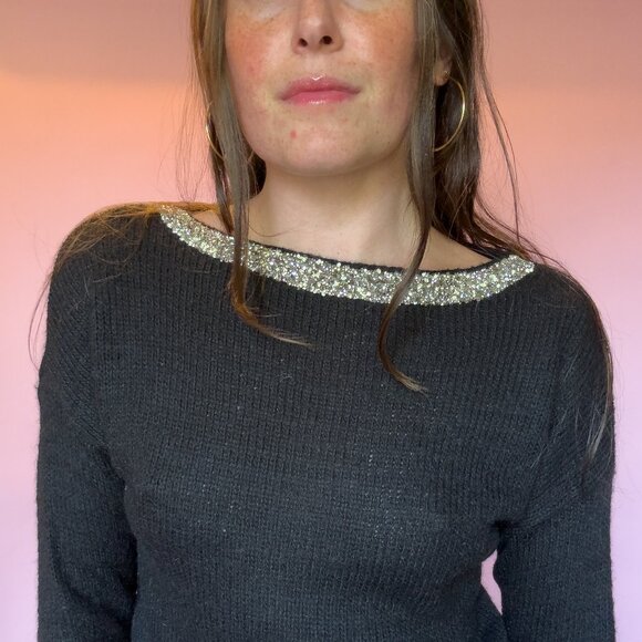 2001 GUESS CRYSTAL COLLAR SWEATER - Picture 2 of 7